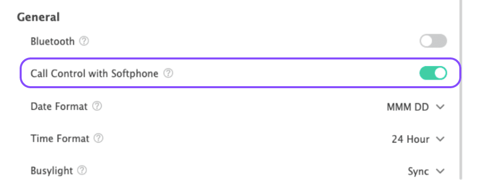 Call control with softphone on
