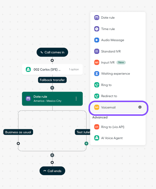Voicemail - Special date branch