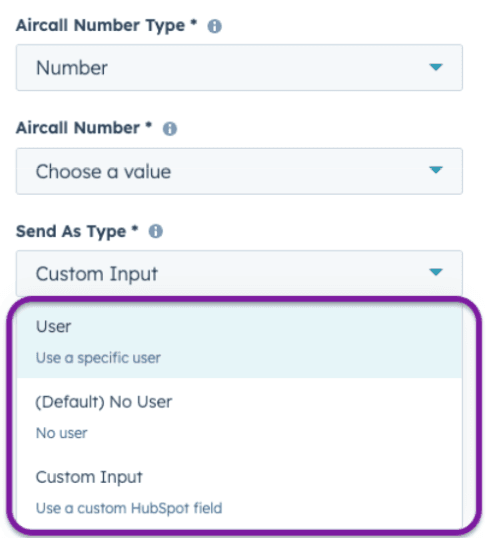 Image showing the Sender User option