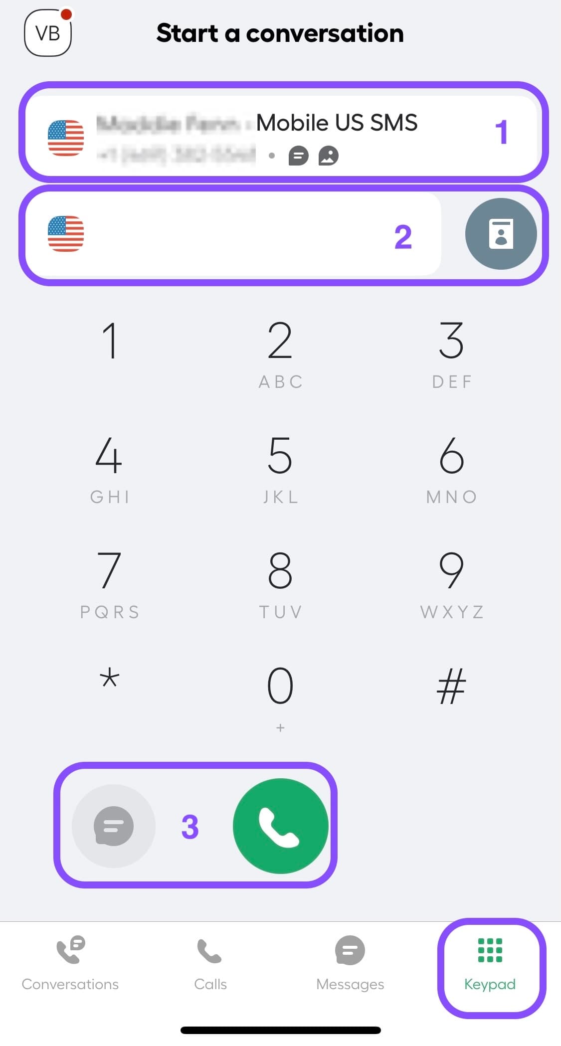 Immagine che mostra la pagina Tastierino