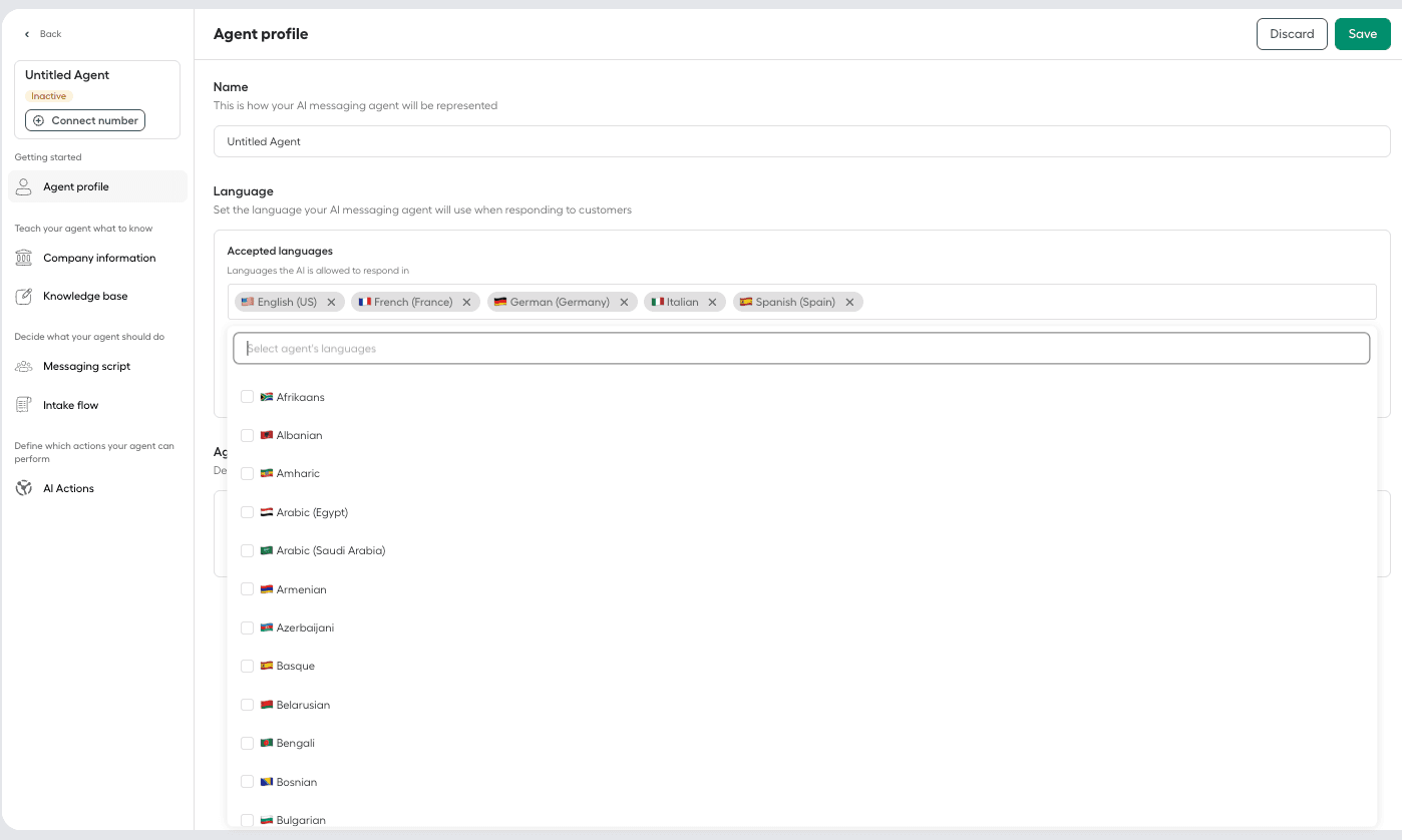 Image showing languages dropdown