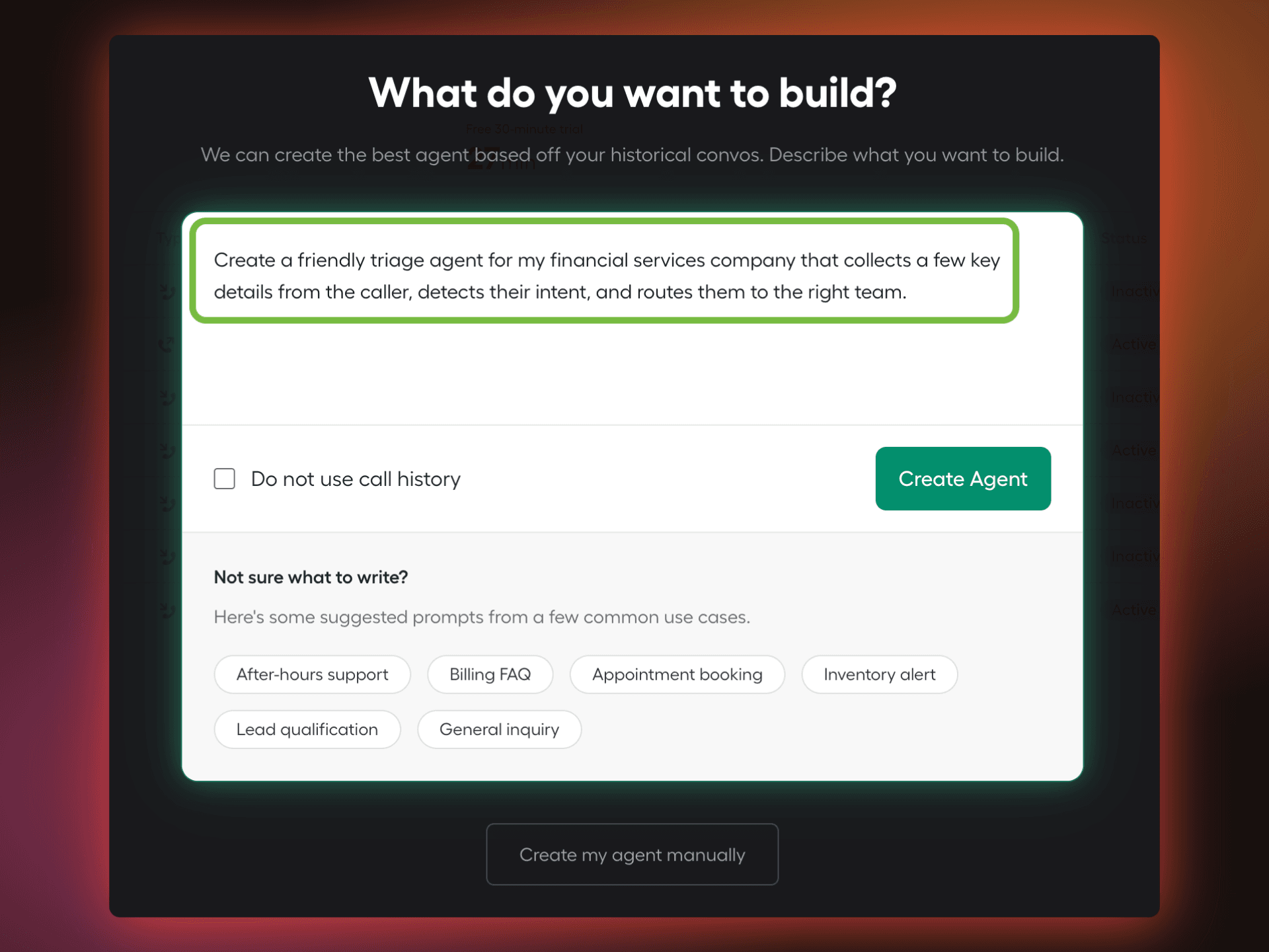 Agent builder