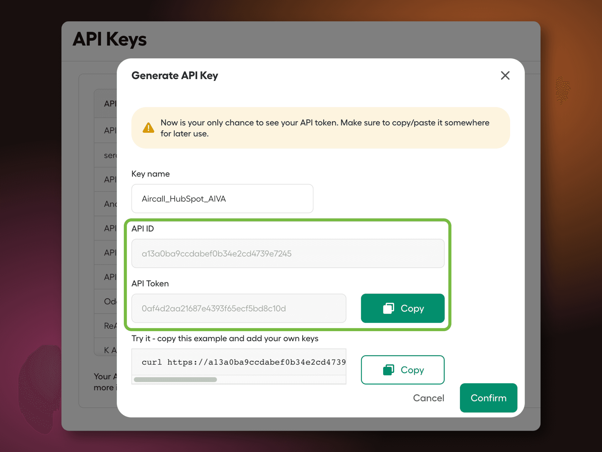 generate API key view