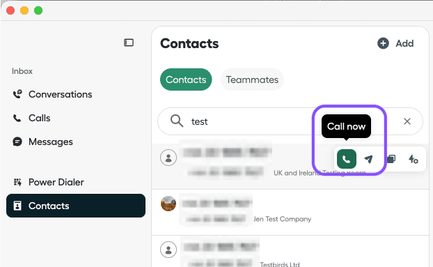 call from contacts list