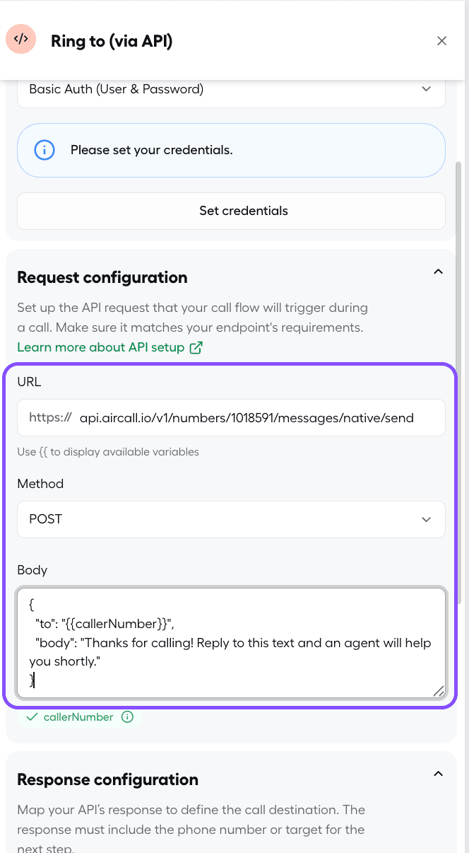 Request configuration
