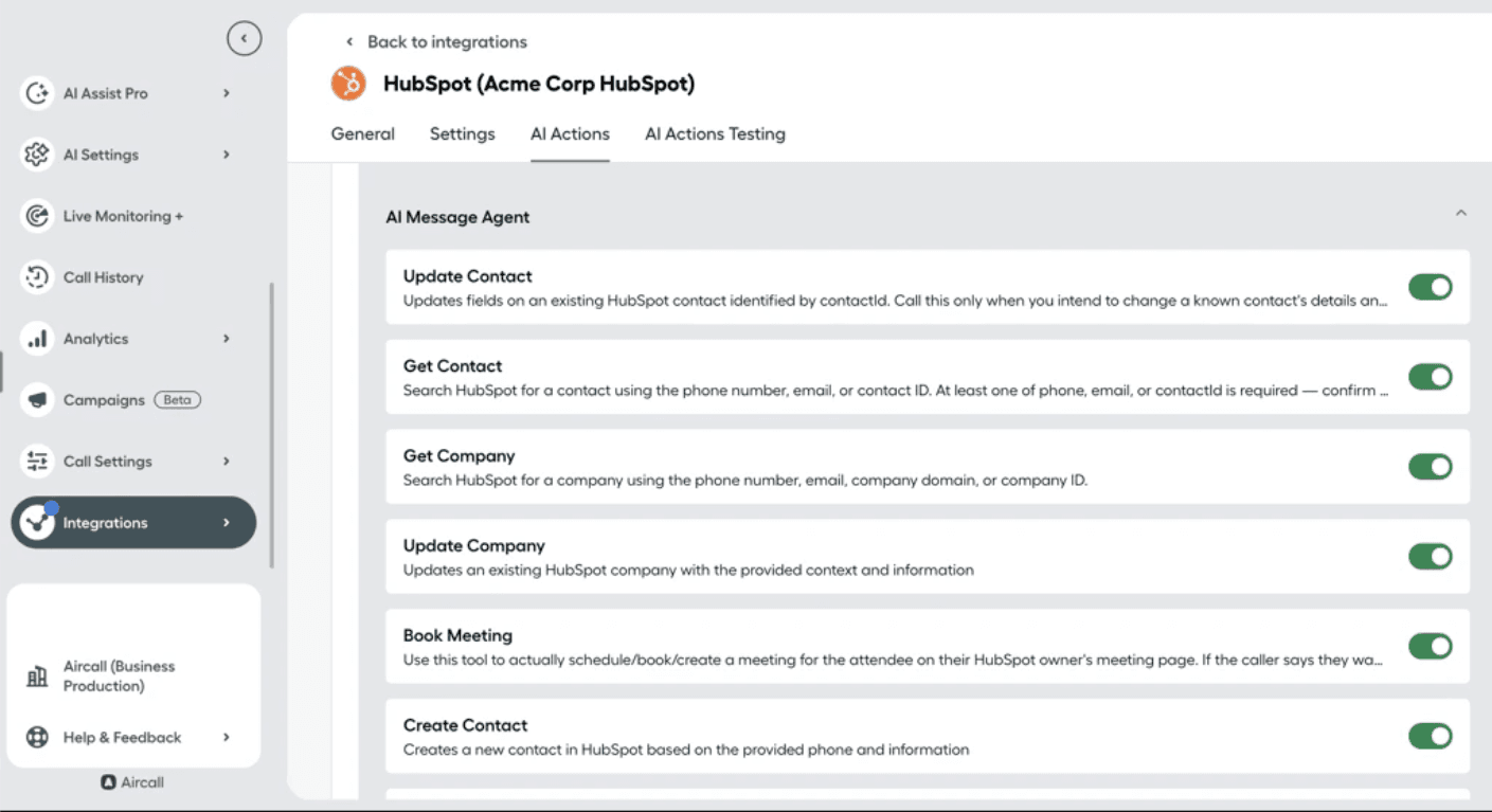 AI Actions capabilities 