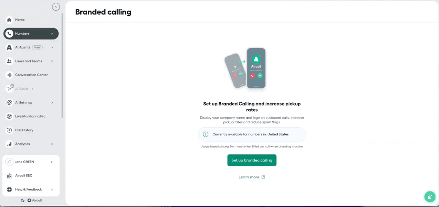 set up branded calling button 