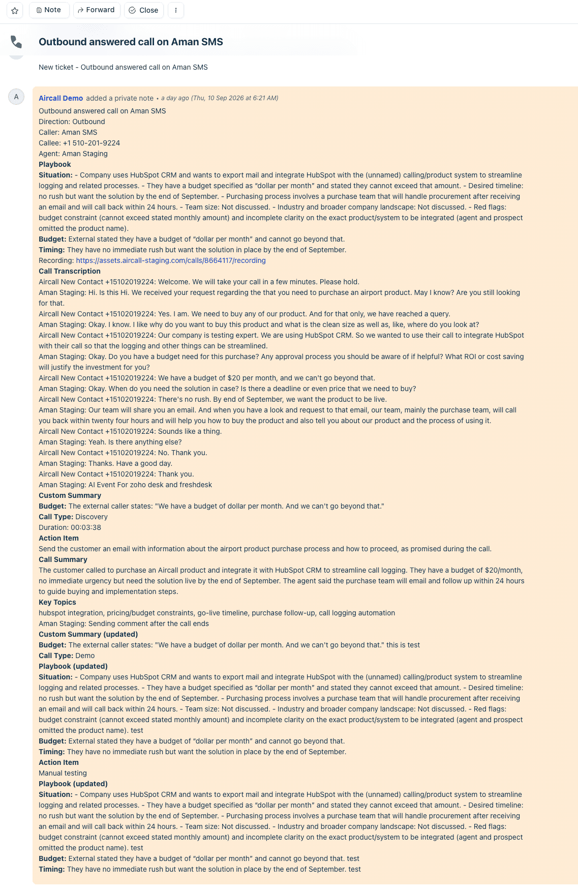AI Assist note