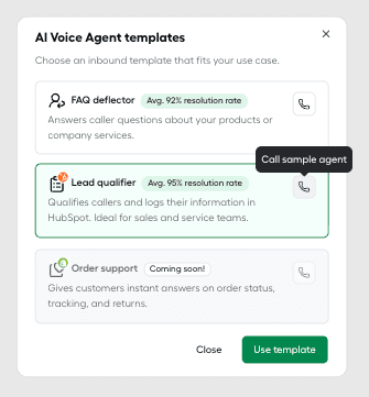 AIVA templates pop up