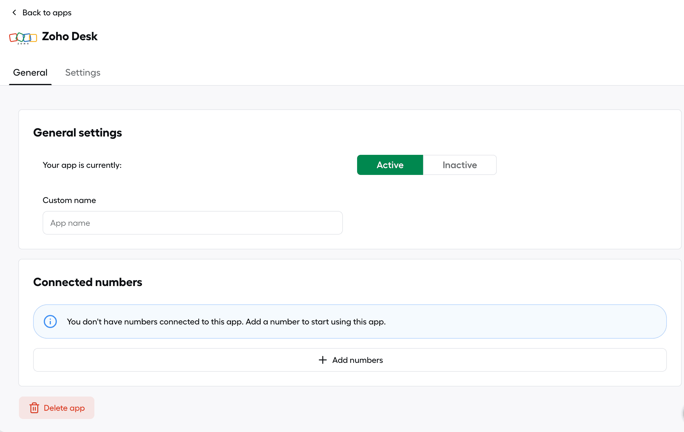 General settings tab