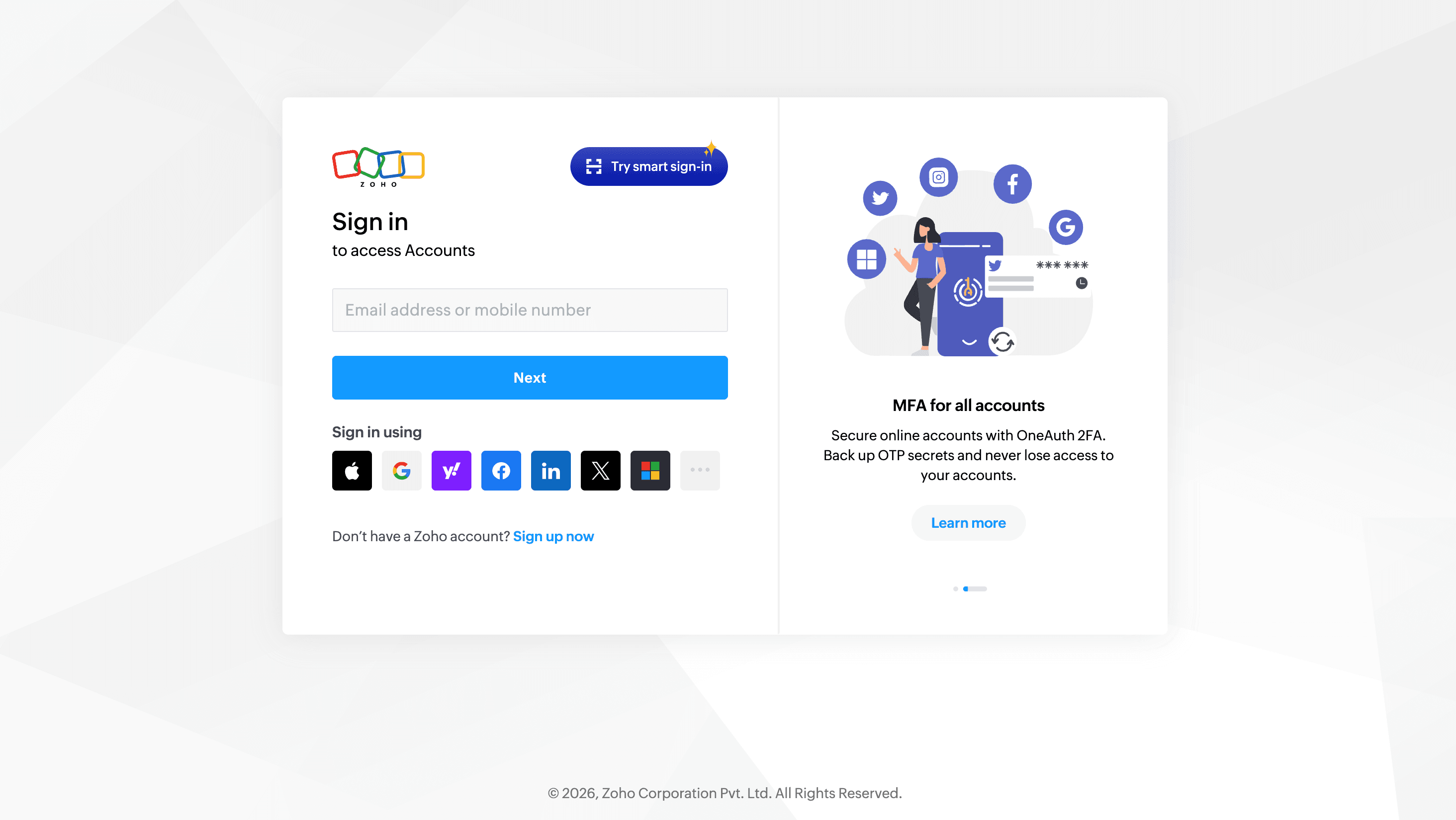 Zoho account autorization