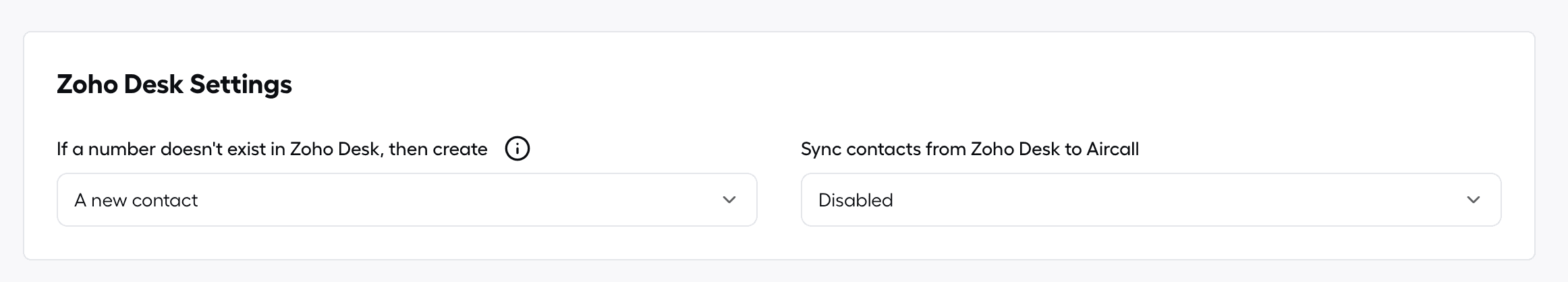 zoho settings