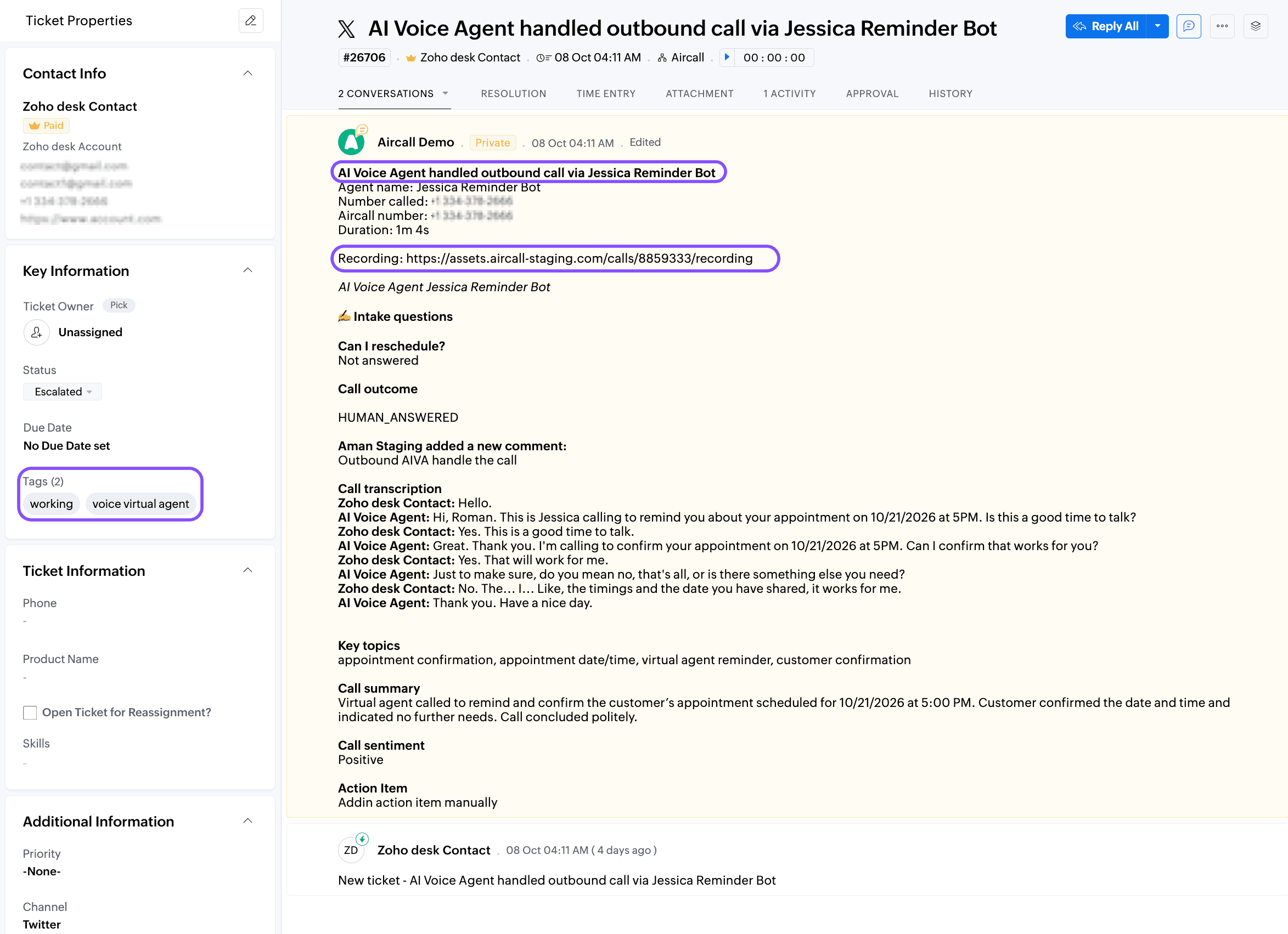 calls logs example