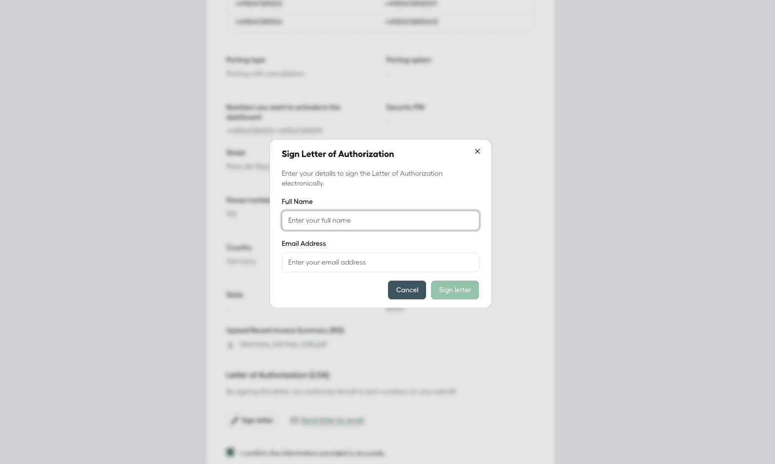 Sign letter of authorization